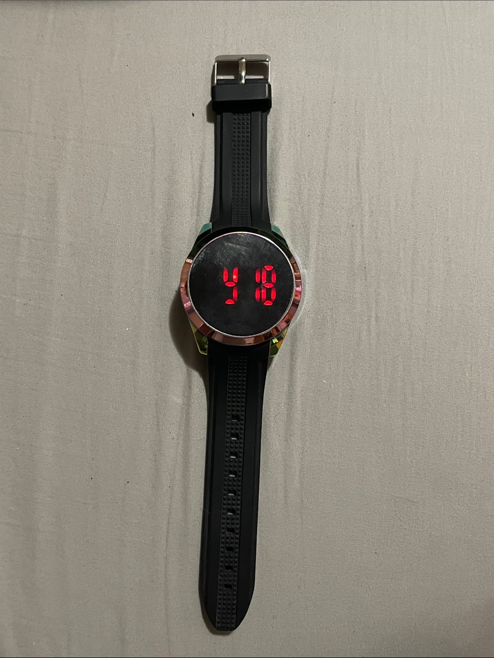 Digital LED Men’s Watch - Black Strap, Red Display